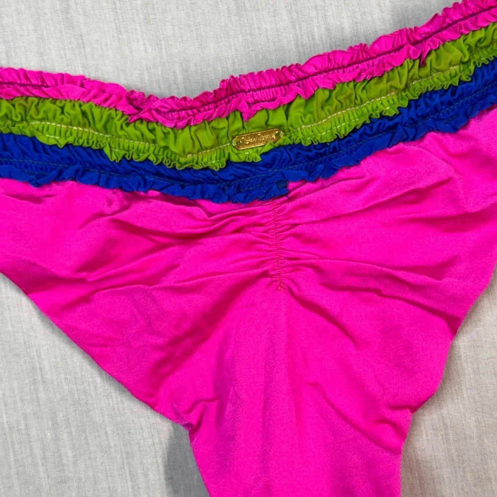 Beach Bunny Dream of Eve Pink Blue Green Ruffle Bikini - Picture 8 of 10